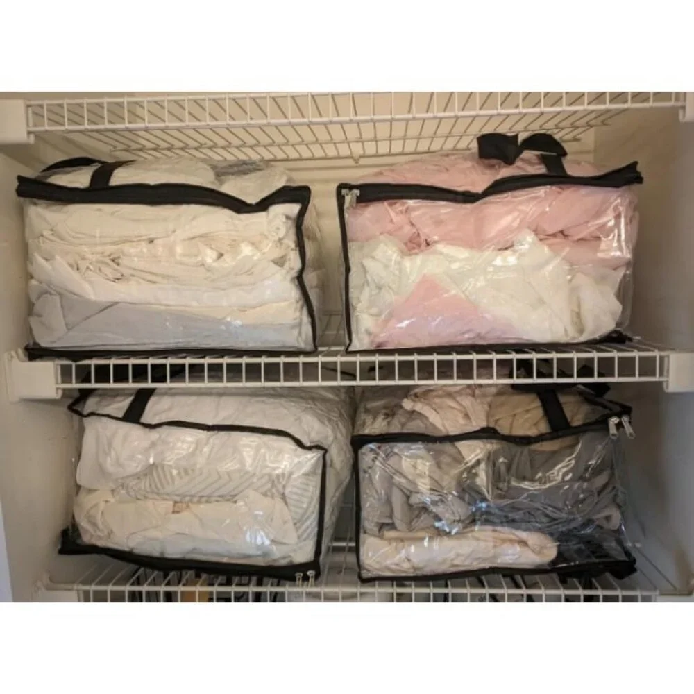 4 Pack Clear Clothes Storage Bags, 40L Plastic Blanket Storage Bags